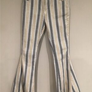 Altar'd State Cream and White Flare Pants